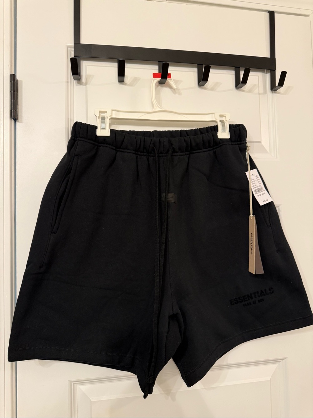 Essentials Men's Black Elastic Drawstring Athletic Shorts